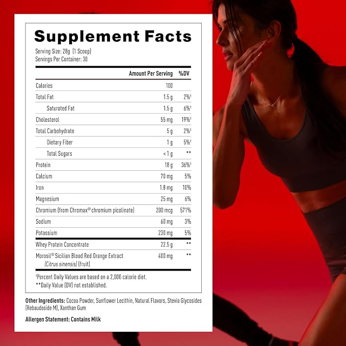 Mdrive Lean for Men, Protein Powder for Supporting and Preserving Lean Muscle Mass, Morosil Sicilian Blood Orange Extract, Chromax, Whey Protein, Blood Orange Chocolate Flavor, 30 Servings, 30oz