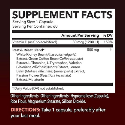 Night Time Fat Burner for Men and Women - Appetite Suppressant for Weight Loss with Melatonin for Sleep Support - Weight Loss Supplement and Metabolism Booster - 2 Month Supply Weight Loss Pills