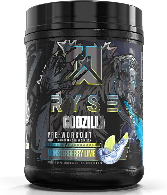 Ryse Noel Deyzel x Godzilla Pre Workout | Intense Pumps, Energy, & Focus | Citrulline & Beta Alanine | 400mg Total Caffeine | 40 Servings (Monsterberry Lime)