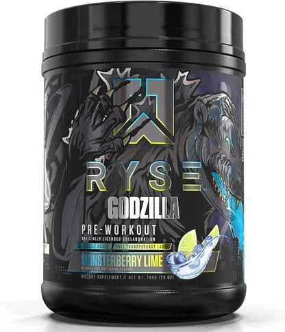 Ryse Noel Deyzel x Godzilla Pre Workout | Intense Pumps, Energy, & Focus | Citrulline & Beta Alanine | 400mg Total Caffeine | 40 Servings (Monsterberry Lime)