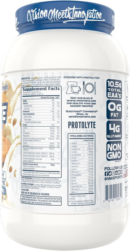 VMI Sports | Protolyte Whey Isolate Protein Powder | Low-Calorie Whey Protein Powder for Weight Loss | Protein Powder for Muscle Gain | Non-GMO (Snickerdoodle, 1.6 Pounds)