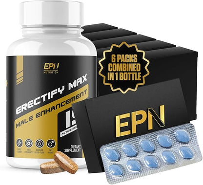 ERECTIFY MAX Pills for Men Fast Acting Erection Support | #1 New Ultra Dosed Male Enhancement to Maximize Blood Flow, Thickness & Boost Libido | Horny Goat Weed + 18 Ingredients - 60 Pills