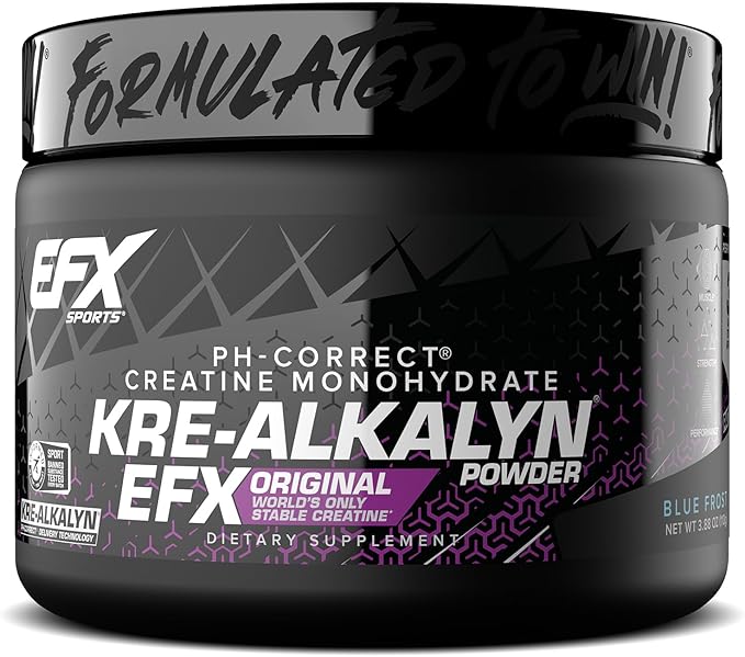 EFX Sports Kre-Alkalyn EFX Powder | pH Correct Creatine Monohydrate Powder Supplement | Strength, Muscle Growth & Performance | 55 Servings (Blue Frost)