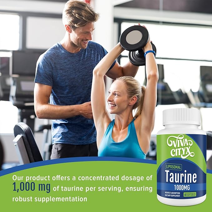 Taurine 1000mg - Liposomal Taurine Amino Acid Supplement for Heart, Liver, and Brain, Longevity - High Absorption, Vegan & Gluten Free (60 Softgels - 1 Pack)
