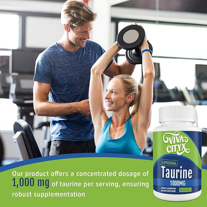 Taurine 1000mg - Liposomal Taurine Amino Acid Supplement for Heart, Liver, and Brain, Longevity - High Absorption, Vegan & Gluten Free (60 Softgels - 1 Pack)