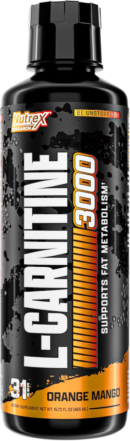 Nutrex Research Liquid Carnitine 3000 | Premium Liquid Carnitine, Fat Loss Support | Orange Mango |16 Fl Oz