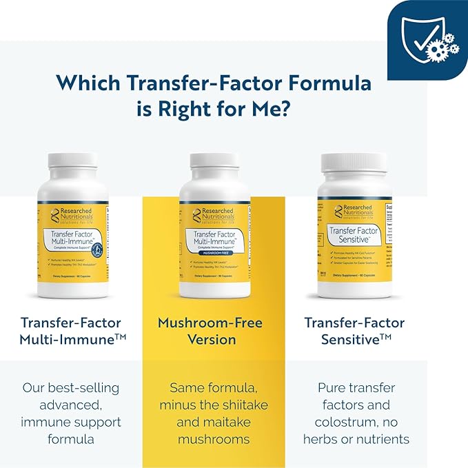 Researched Nutritionals Transfer Factor Multi-Immune Colostrum Supplement - Mushroom-Free Immune Support with Zinc, Beta Glucan, and Green Tea - Backed by Clinical Research (90 Capsules)