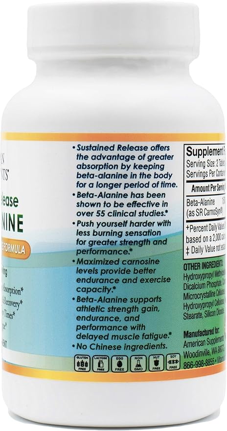 Sustained Release Beta-Alanine-Strength & Endurance Formula-1,600 mg 120 Tablet