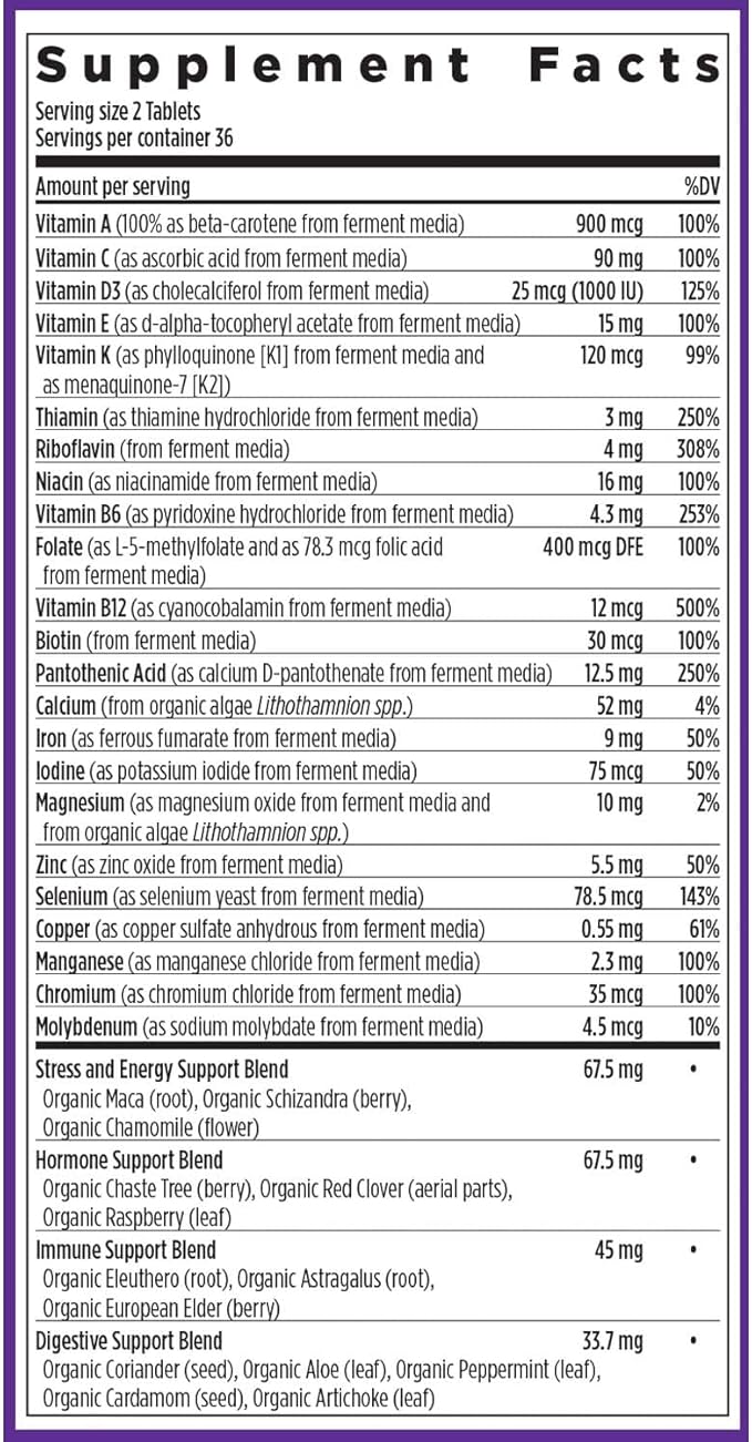 New Chapter Women's Multivitamin Advanced Formula for Stress, Bone, Immune, Beauty & Energy Support, Higher Levels of Whole-Food Fermented Essential Nutrients for Women + Iron + Vitamin D3, 72 Count