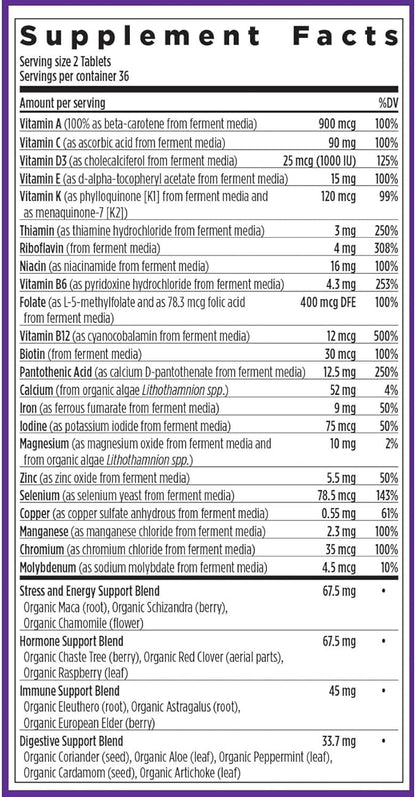 New Chapter Women's Multivitamin Advanced Formula for Stress, Bone, Immune, Beauty & Energy Support, Higher Levels of Whole-Food Fermented Essential Nutrients for Women + Iron + Vitamin D3, 72 Count