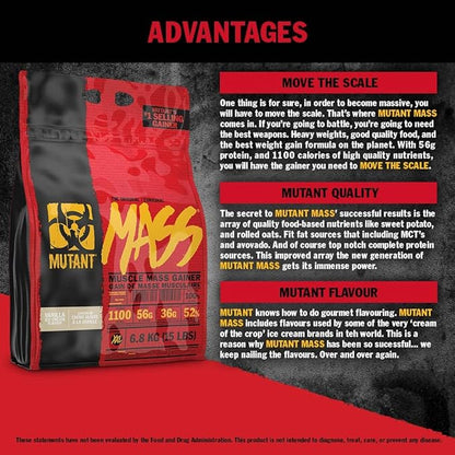 Mutant Mass Weight Gainer Protein Powder - Mass Builder for Bulking and Lean Mass Gainer, The Weight Gainer Men Need to Bulk up – 5 Pound – Chocolate Peanut Butter