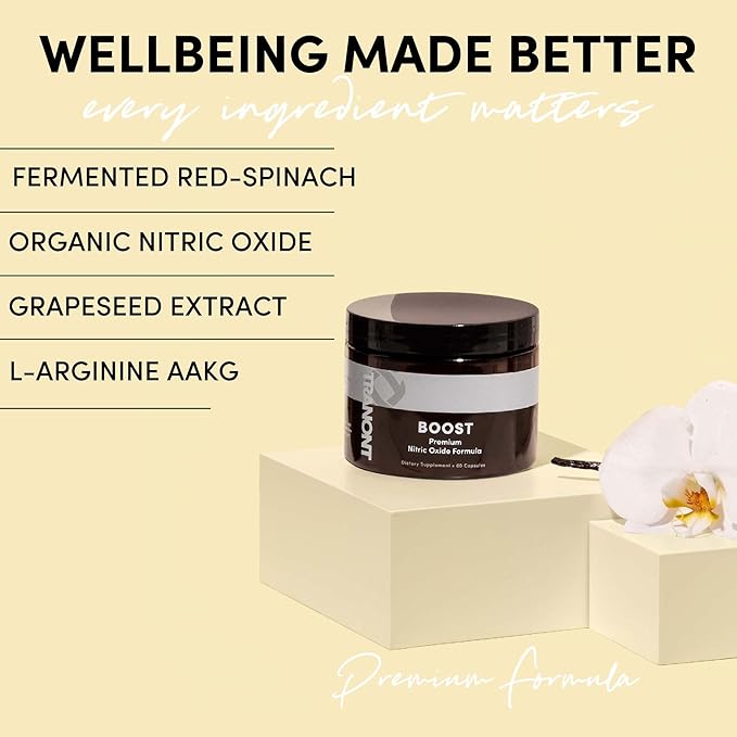 Tranont Boost - Advanced Nitric Oxide Supplements for Women & Men. Peak Performance, Energy, & Focus - Nitric Oxide, L-Arginine, Antioxidants for Improved Mental Clarity & Strong Muscles - 60 Capsules