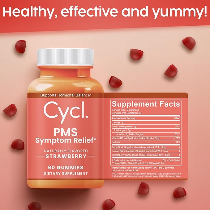 PMS Support Supplement for Women - 60 Gummies for PMS Support - Mood Support Supplement - PMS Gummies for Women - Women Hormone Balance Supplements - Menstrual Pain Relief
