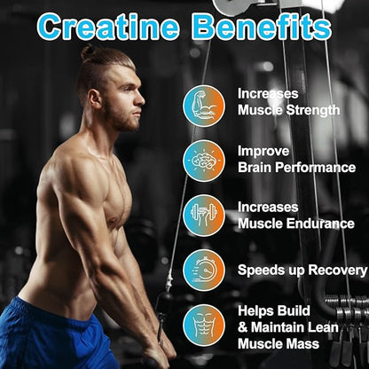 Creatine Monohydrate Gummies 5600mg for Men & Women, 120 CT Chewable Creatine Monohydrate for Muscle Support, Energy Boost, 5.6g of Creatine Monohydrate per Serving - Sugar Free (Blueberry Flavor)