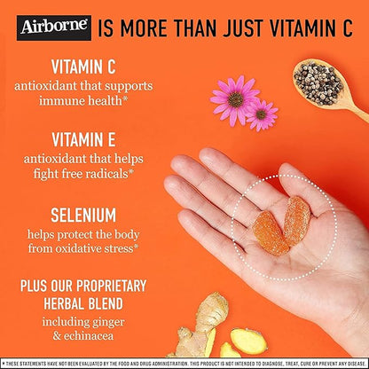Airborne Kids 500mg Vitamin C Gummies, Kids Immune Support Zinc Gummies with Powerful Antioxidants VIT C & E - 63 Gummies, Assorted Fruit Flavor (Pack of 4)