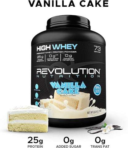 High Whey, Protein Powder, Whey Isolate, Gluten Free, Lean Muscle Mass for Men & Women, 25g of Protein Per Scoop, 2.7kg, 73 Servings (Vanilla Cake, 6 Pound)