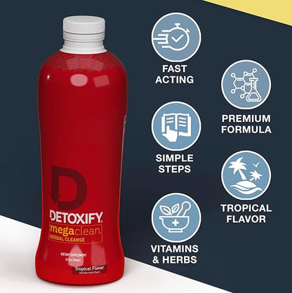 Detoxify – Mega Clean Herbal Detox Cleanse Drink – Full body cleanse detox for women and men - Same day results - Plus sticker