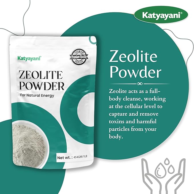 Katyayani Zeolite Powder 454gm (1lb)| Ultra FINE Less | Clinoptilolite 95% | Natural Mineral Dust| Zeolite Powder Supplement