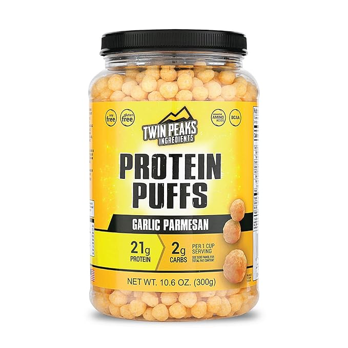 Twin Peaks Low Carb, Keto Friendly Protein Puffs, Garlic Parmesan (300g, 21g Protein, 2g Carbs)