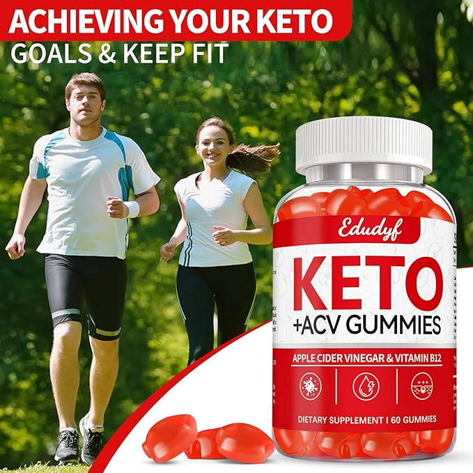 EDUDYF Keto ACV Gummies - 60 Count Gluten-Free, Gelatin-Free Apple Cider Vinegar Gummies with B12 for Keto Support, Vegetarian, Unique Flavor, Convenient Bottled Supplement for Men & Women