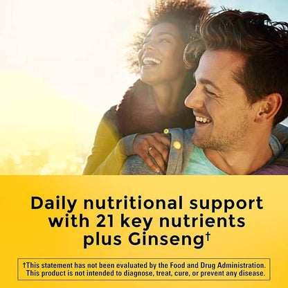 Nature Made Multi + Ginseng, Daily Energy Multivitamin for Adults, One Per Day Vitamin, 60 Capsules