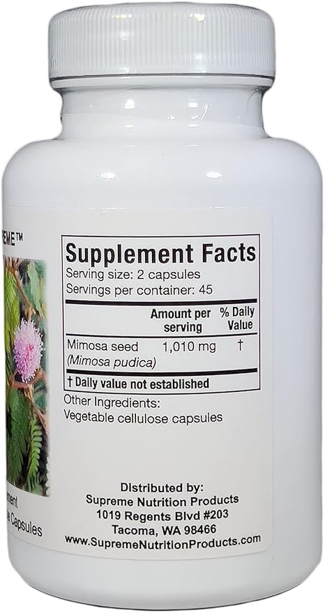 Supreme Nutrition Mimosa Supreme, 90 Pure 100% Mimosa Pudica Seed Capsules