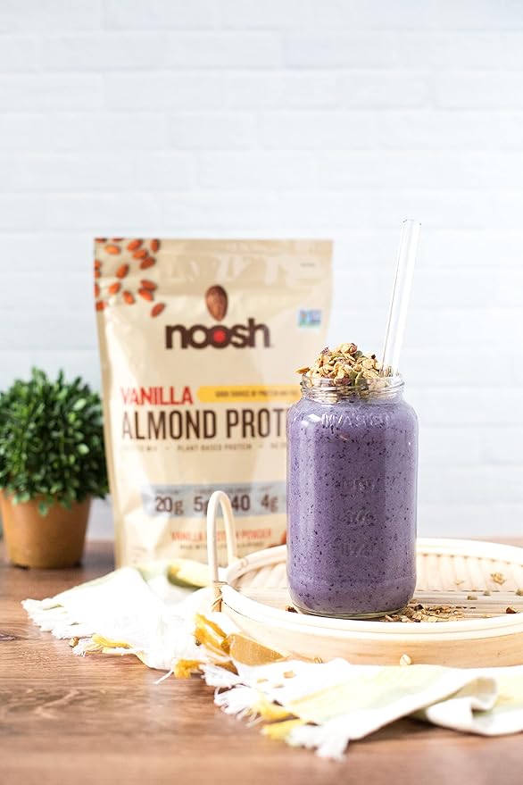 NOOSH Plant Based Almond Protein Powder Vanilla 35 Gram - Vegan, All Natural Ingredients, Non-GMO, Gluten Free, Kosher, Peanut Free, Soy Free, Dairy Free (Vanilla)