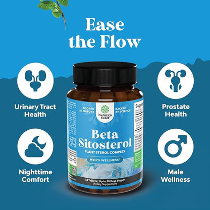 Plant Sterols Complex with Beta Sitosterol - 500mg Beta-Sitosterol Sterols and Stanols Supplement for Heart Health and Prostate Support - Heart and Prostate Health Supplement for Men - 30 Tablets