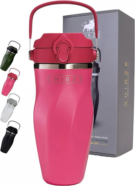 Shaker Bottle –26oz Double Wall Stainless Steel, No Mixing Tools Needed,Ideal for Protein Shakes,Water, Smoothies, Cocktails –Leak-Proof, Copper-Insulated, BPA-Free (Pink)