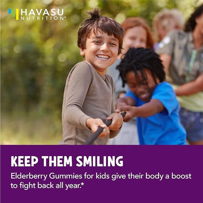 Elderberry Gummies for Kids with Zinc and Vitamin C - Immune Support Supplement for Children - 60 Count, Vegan, Berry Flavor - Convenient Daily Defense with Antioxidants and Essential Nutrients