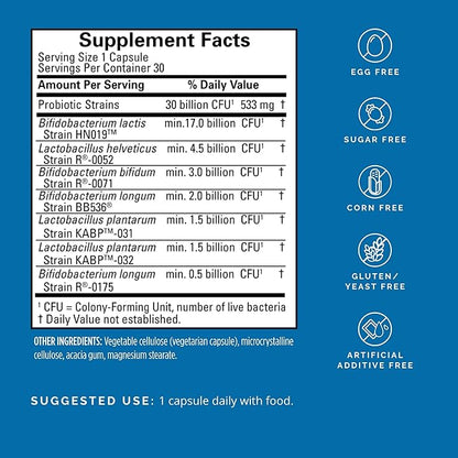 Dr Amen BrainMD ProBrainBiotics MAX - 30 Capsules - Probiotics for Brain, Immune & Intestinal Health - Gluten Free - 30 Servings