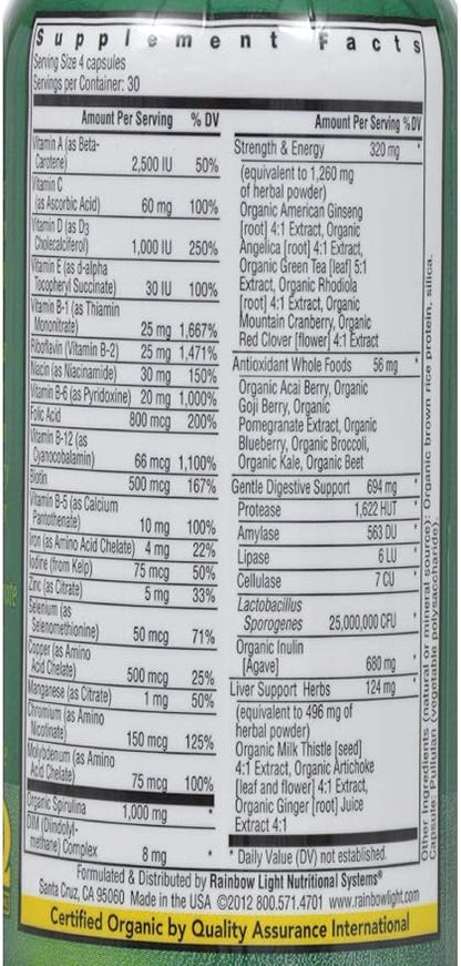 Rainbow Light Women's Organic Multi, 120-Capsules