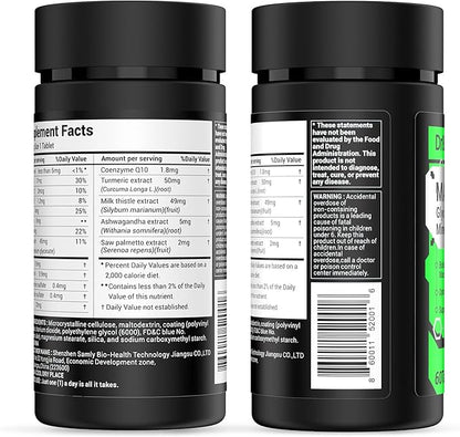 Energy Boost & Magnesium Glycinate, Contains Vitamin D3, Vitamin C, Turmeric Supplement, Ashwagandha Supplement, Milk Thistle, Calcium Supplement & Magnesium Supplement 60 Tablets