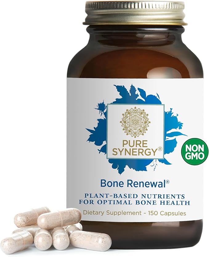 PURE SYNERGY Bone Renewal | Bioavailable Calcium with Cofactors | Natural, Vegan Bone Health Supplement with Vitamin D3, K2, Magnesium, & Boron | for Bone Strength & Mobility (150 Capsules)