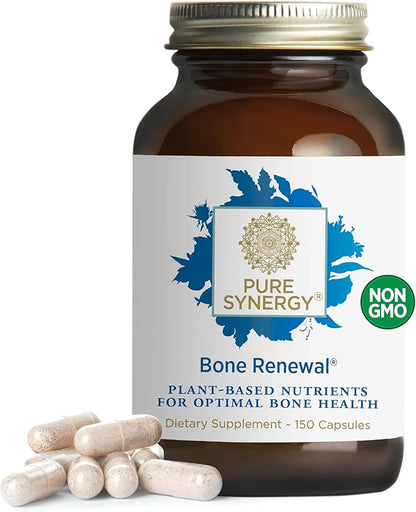 PURE SYNERGY Bone Renewal | Bioavailable Calcium with Cofactors | Natural, Vegan Bone Health Supplement with Vitamin D3, K2, Magnesium, & Boron | for Bone Strength & Mobility (150 Capsules)