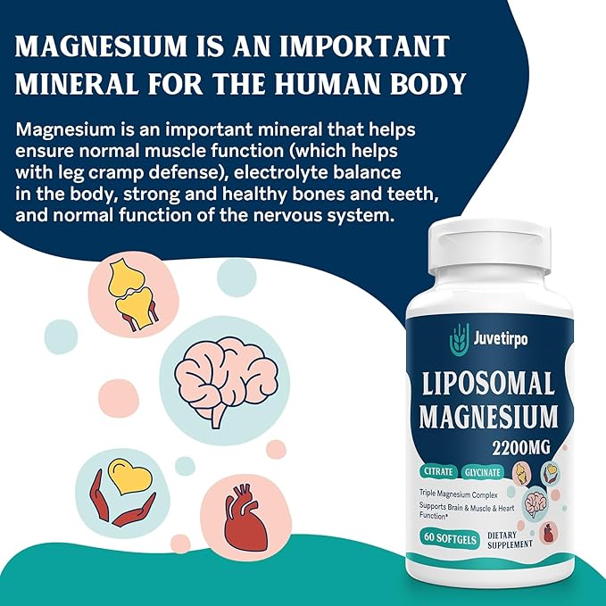 Liposomal Magnesium Complex 2200MG Softgels, Magnesium, Magnesium Glycinate, Magnesium Citrate, A Powerful Supplement, Gluten Free, 60 Softgels