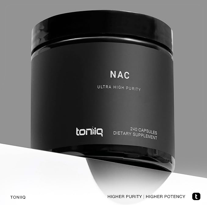 Toniiq 1300mg NAC - 4 Month Supply - Min. 98%+ Tested Purity - Ultra High Strength Bioavailable NAC Cysteine Supplement - 240 Vegetarian N Acetyl Cysteine Capsules -Lab Tested TQ