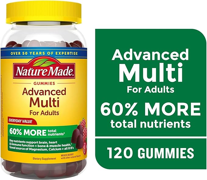 Advanced Multivitamin Gummies with Magnesium, Calcium & B Vitamins Compatible with Nature Made, 120 Count