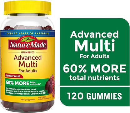 Advanced Multivitamin Gummies with Magnesium, Calcium & B Vitamins Compatible with Nature Made, 120 Count