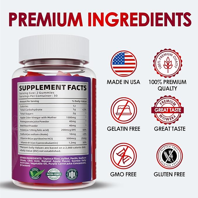 Keto ACV Gummies Advanced Weight - L0ss-,- Keto Gummy Supplement for Women and Men, with 1500MG Apple Cider Vinegar & Vitamin B12, Vegan & Non-GMO, Detox & Cleanse, Low-Carb, 60 Count