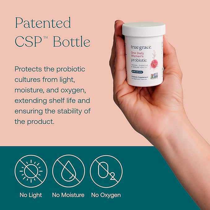 True Grace One Daily Women’s Probiotic - 30 Vegetarian Capsules - Digestive, Vaginal & Immune Health - Organic, Gluten Free, Dairy Free, Soy Free