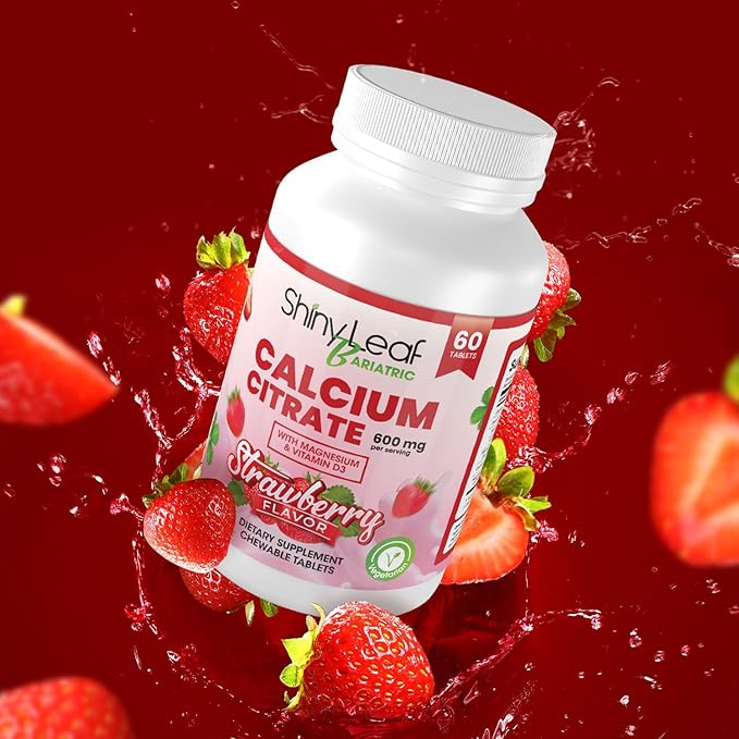 Bariatric Multivitamin Iron Free Capsules Calcium Citrate Chewable Strawberry Flavor - for Post Bariatric Surgery Including Gastric Bypass and Sleeve (30 Days)