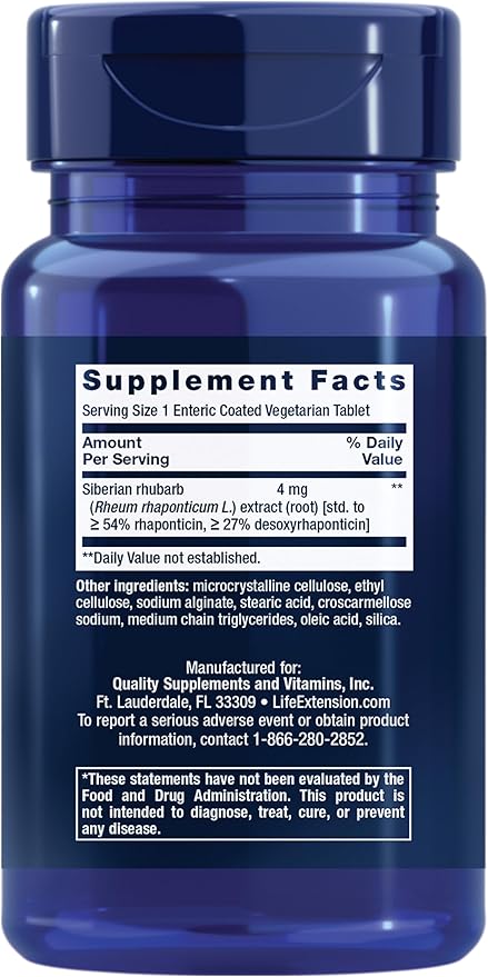 Life Extension Menopause Relief – Siberian Rhubarb, Menopause Supplement for Women, Ease hot Flashes, Mood Swings, Night Sweats Relief, Hormone-Free, Gluten-Free, Non-GMO, Vegetarian, 30 Tablets