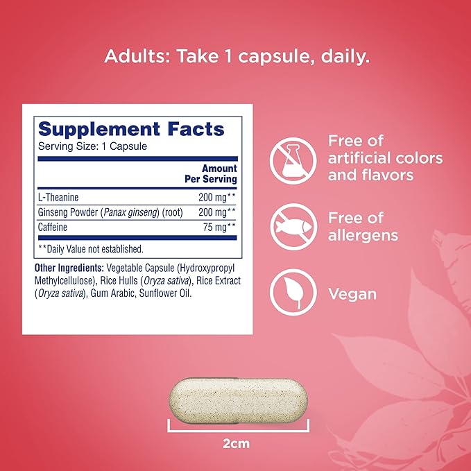 One A Day Brain Supplement – Brain Supplements for Memory and Focus Support, Concentration and Focus Support, Focus Supplement for Adults with L-theanine, Caffeine and Ginseng, 30 Capsules