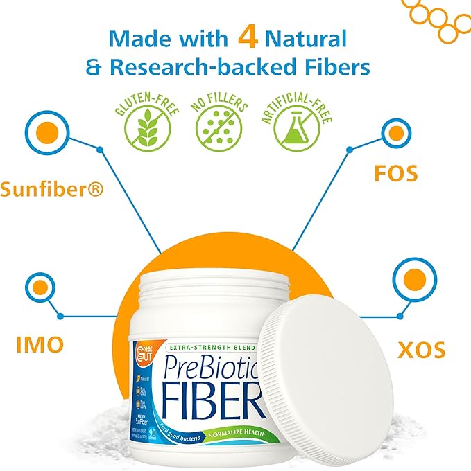 Great Gut - Prebiotic Fiber Powder, Unflavored Prebiotic Fiber with Sunfiber, 18.6 Ounces, 90 Servings