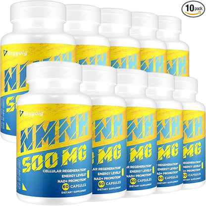 NMNH (Dihydronicotinamide Mononucleotide) 500mg Per Serving, NMNH NAD Supplement to Boost NAD+ Levels As We Age, NAD Plus Supplement for Anti Aging, Energy, Immune, Focus, Pure Organic - 600 Capsules