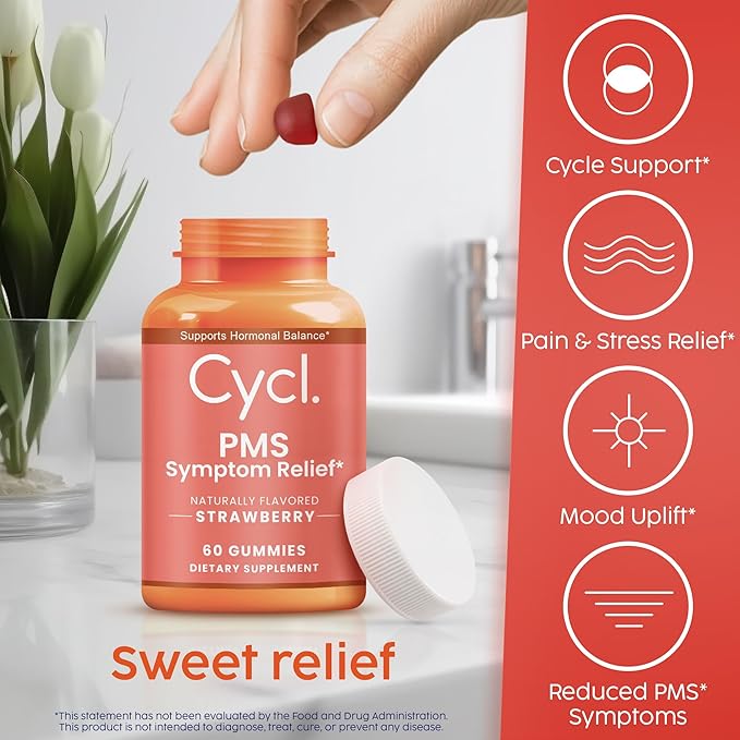 PMS Support Supplement for Women - 60 Gummies for PMS Support - Mood Support Supplement - PMS Gummies for Women - Women Hormone Balance Supplements - Menstrual Pain Relief