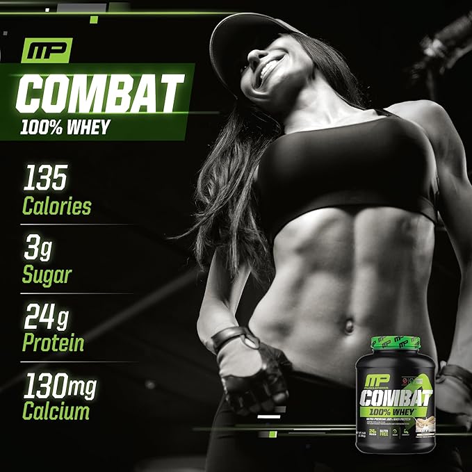 MusclePharm Combat 100% Whey Protein Powder, Cookies ‘N’ Cream Flavor, Fast Recovery & Muscle Gain with Whey Protein Isolate, High Protein Powder for Women & Men, Gluten Free, 5 lb, 70 Servings