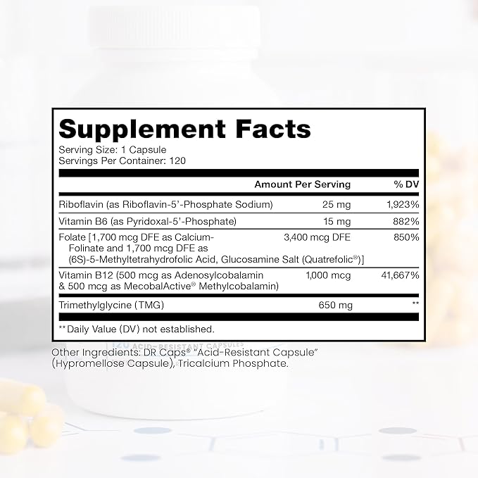 Pure Therapro Rx Methyl B Complete, Methylated B Complex Vitamins for Men & Women - 4 Month Supply | Quatrefolic 5-MTHF Folate, B12 Methylcobalamin, TMG Trimethylglycine, Methylfolate | Pharm Grade