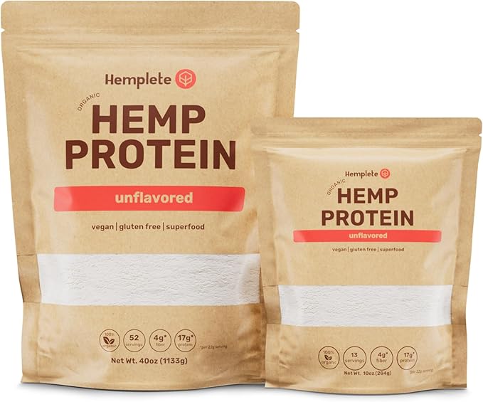 Organic Hemp Heart Unflavored Vegan Protein Powder, Plant-Based for Balanced Nutrition, All-Natural, 1 Ingredient, No Artificial Ingredients, Easy to Digest & Mix (40oz)